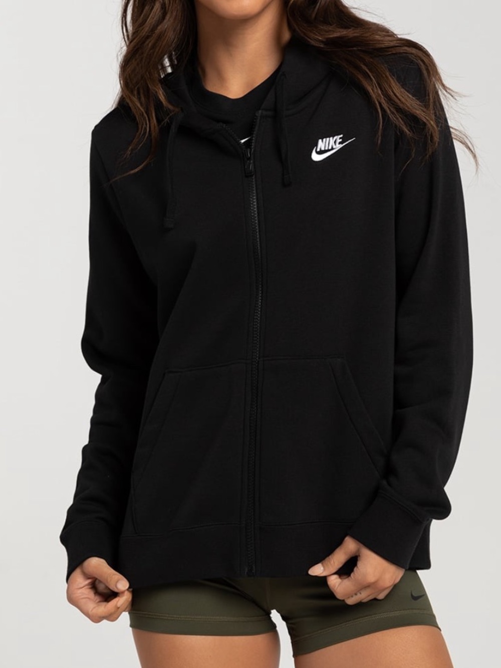 Nike Black Zip-Up Hoodie with White Swoosh